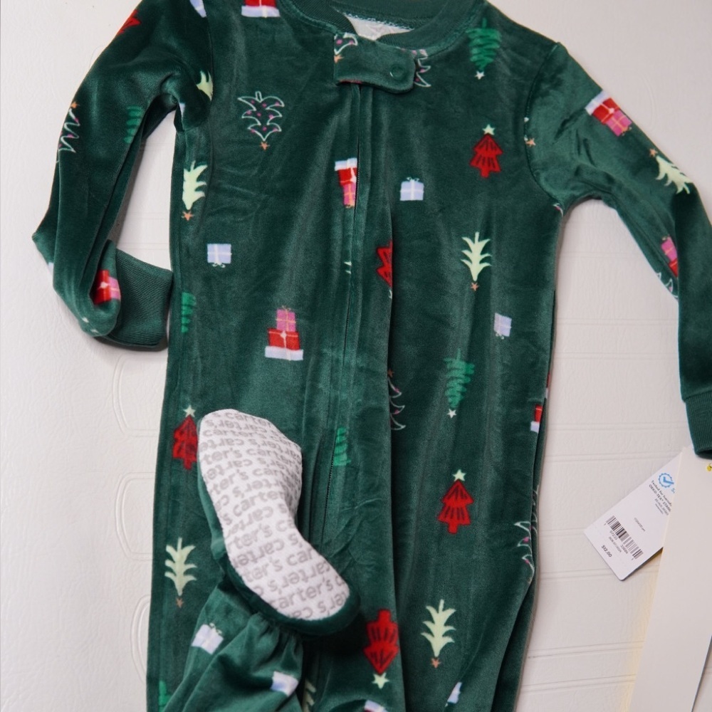Carter's Festive Green Onesie with Holiday Patterns